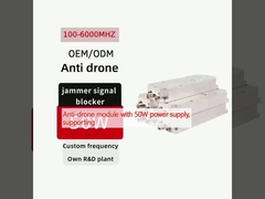 Módulo anti-drone com fonte de alimentação de 50 W, com suporte a frequências 433M/800M/900M/1.2G/1.4G/1.5G/2.4G/5.2G/5.8G, módulo GaN personalizável.